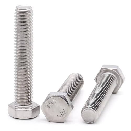 1/2-13 x 1-1/4" (6 pcs) Stainless Steel Hex Head Screws Bolts (3/8" to 6" Available), 18/8 Stainless Steel 304, Fully Threaded, Machine Coarse Thread, No Coating, Plain Finish - size: 1/2-13 x 1-1/4"