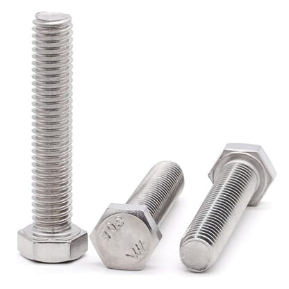 1/2-13 x 1-3/4" (6 pcs) Stainless Steel Hex Head Screws Bolts (3/8" to 6" Available), 18/8 Stainless Steel 304, Fully Threaded, Machine Coarse Thread, No Coating, Plain Finish - size: 1/2-13 x 1-3/4"