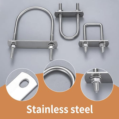 Round Stainless Steel U-Bolts 6 Pack, 1" Inner Width for Trailer & Boat - color: Round, 1"/25mm