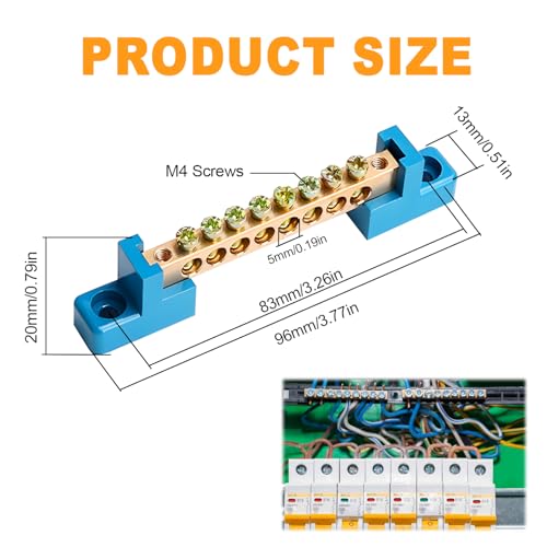 4PCS Grounding Bus Bar 8 Positions - size: 8 Positions-4Pcs