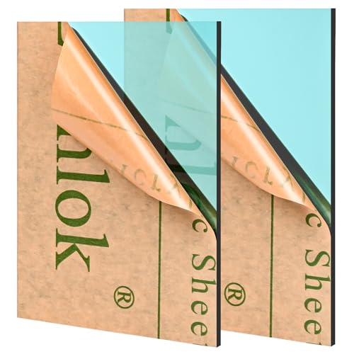 Lesnlok Cyan Acrylic Sheets 1/8 inch Thick 3mm 2 Pack 8 x 10 Clear Cyan Plexiglass Sheets,for Sign,Craft,Painting,Laser Cutting,DIY Display Projects… (8"x 10", Cyan, 2) - color: Cyan, size: 8"x 10"