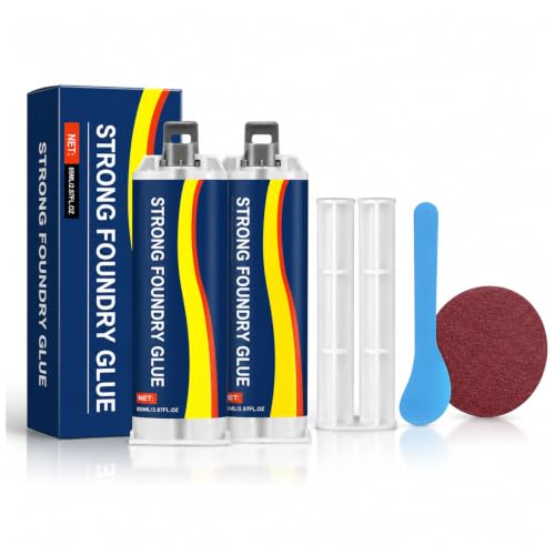 Metal Repair Glue, 85ml Strong Foundry Glue for Metal, Heavy Duty Epoxy Adhesive for Iron Steel Aluminum Casting Repair, High Temperature Resistant Welding Glue for Auto Parts, DIY Home Repairs - color: 2pc