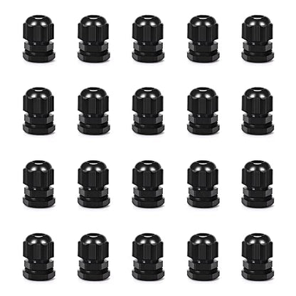 Cable Gland 20 Pack Plastic Waterproof Adjustable Connector 5-10mm PG11 Strain Relief Cord Connectors Joints Nylon with Gaskets - size: PG11(20-pack)