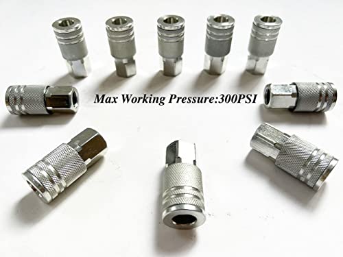 SANFU 1/4-Inch Steel Female Industrial Coupler, Air Hose Fittings 1/4-Inch Female Threads Quick Connector Air Coupler with Storage Case, 10-Pack - style: 10PCS Steel 1/4" Female Coupler