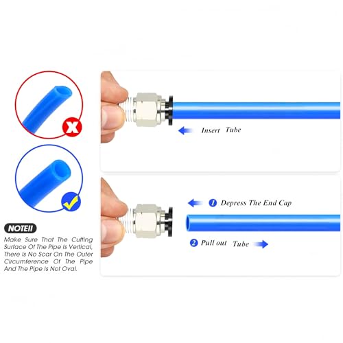 ECOVERVE PU Airline Tubing with Push-to-Connect Fittings, Compressor Tube Repair Kit for Pneumatic Tools, Air Compressors, Automobiles 1/4''OD with Connectors - style: 1/4''OD with Connectors