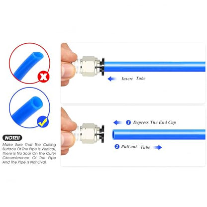 ECOVERVE PU Airline Tubing with Push-to-Connect Fittings, Compressor Tube Repair Kit for Pneumatic Tools, Air Compressors, Automobiles 1/4''OD with Connectors - style: 1/4''OD with Connectors