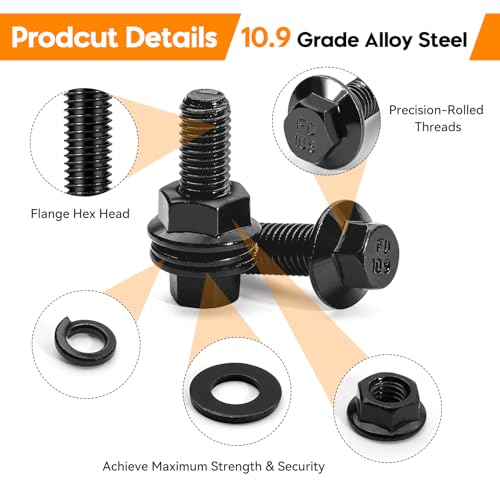 Metric Nuts and Bolts Assortment Kit 280PCS, M6 M8 M10(12mm to 30mm) Screws - size: 280PCS M6 M8 M10