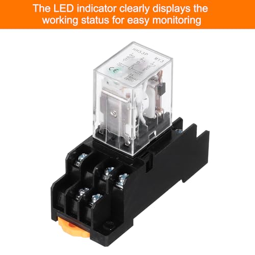 MECCANIXITY 2Pcs DC 24V Electromagnetic Power Relay, 11-Pin 5A Power Coil Relay with LED Indicator and Socket Base DPDT 3NO 3NC - MY3NJ for Industrial, Home Appliances and DIN Rail System - style: 3NO-3NC DC24V