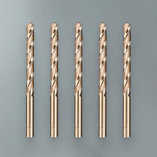 Lichamp 5Pcs 3/8" HSS Cobalt Drill Bits, 3 Flute Design, for Hard Metal - size: 3/8 in