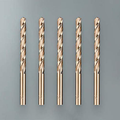 Lichamp 5Pcs 3/8" HSS Cobalt Drill Bits, 3 Flute Design, for Hard Metal - size: 3/8 in
