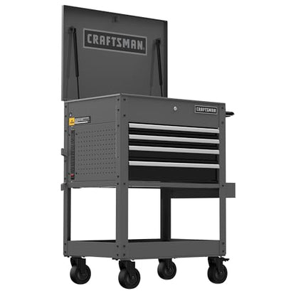 CRAFTSMAN Tool Chest with Wheels, Rolling Cart with Drawers, Power Outlets and USB Port, Steel Storage Tool Cabinet with 4 Drawers, Toolbox on Wheels, Supports up to 700 lbs, Grey (CMST98276GB) - color: Grey
