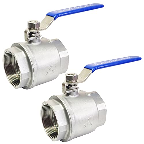 2PCS 2" Full Port Ball Valves 316 Stainless Steel NPT Female Thread Ball Valve for Water, Oil, and Gas - size: 2-pack x 2 Inch