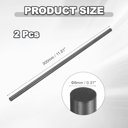PATIKIL Graphite Rod 2 Pcs Graphite Stirring Rod 300x8mm Cylinder Stick - size: 300x8mm