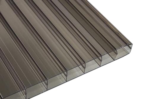 Falken Design Bronze Twin Wall Polycarbonate Panel - 12" x 36" x 1/4" (6mm) - UV Resistant Lightweight, Shatterproof Roof Sheet for DIY, Greenhouses, Sheds & Outdoor Use