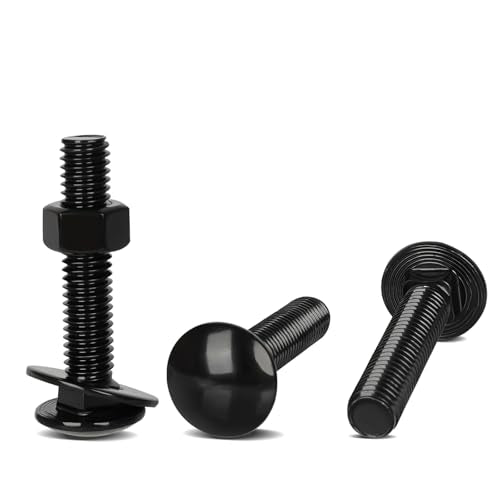 5/16-18 x 1-1/2" Carriage Bolt Kit, Stainless Steel 304 Carriage Bolts Screws with Hex Nuts & Flat Washers, Round Head Square Neck, Full Thread, Black Finish, 8 Sets - size: 5/16-18 x 1-1/2"
