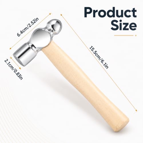 Mini Ball Peen Hammers, 1 Pcs Wooden Handle Mini Hammer