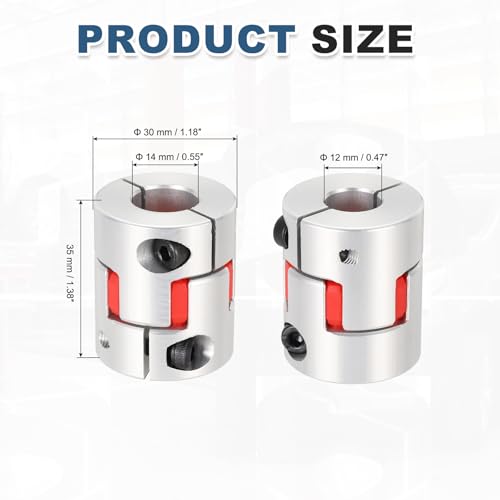 MECCANIXITY 12mm-14mm Aluminium Plum Flexible Shaft Coupling w Hex Wrench - size: 12mm to 14mm
