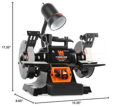 WEN BG625V 2.5-Amp 6-Inch Variable Speed Bench Grinder with Flexible Work Light , Black - style: Variable Speed