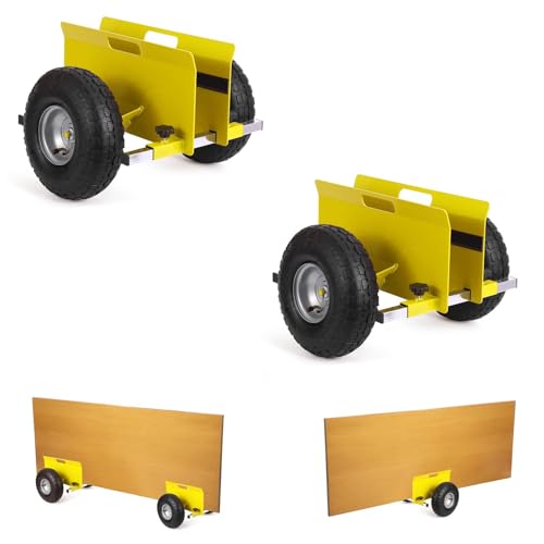 600 LBS Panel Dolly, Door Dolly Adjustable Drywall Mover with 10" Tires - size: Yellow-2 PCS