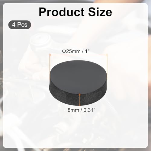 PATIKIL Rubber Solid Discs Washers, 4 Pcs Anti-Vibration Spacer 25mm OD x 8mm Thick Rubber Round Gasket Pad Bushings Spacer Washer for DIY Gasket Craft, Black - size: 25mm x 8mm