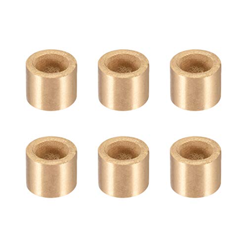 Bearing Sleeve 8mm Bore x 12mm OD x 10mm Length Self-Lubricating Sintered Bronze Bushings 6pcs