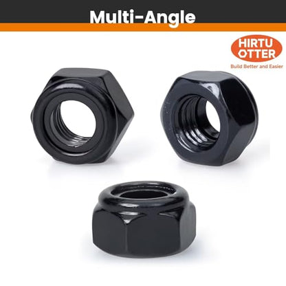 M10, Nylon Insert Hex Lock Nuts, 304 Stainless Steel, Black Finish, Coarse Thread, Machinery, Automotive, Outdoor, Wooden Furniture, 10 PCS - size: M10