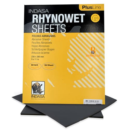 Indasa 50 PCS 9x11” Wet & Dry Sandpaper Sheets, 80 GRIT, Clog-Resistant Abrasive for Wood, Metal, Auto, Paint & Clear Coat Finishing, Sand Paper Aluminum Oxide, Plusline - size: 80 GRIT 9"x11" Aluminum Oxide