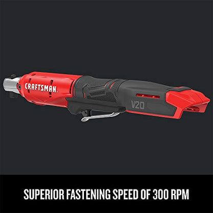 CRAFTSMAN V20 Cordless Ratchet Wrench, 3/8 inch Drive, 300 RPM, up to 35 ft-lbs of Torque, Bare Tool Only (CMCF930B) - style: V20 3/8 Inch Drive Ratchet
