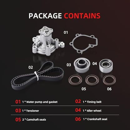Engine Timing Belt Kit with Water Pump for Hyundai Elantra 99-07 - size: for Elantra/ Tucson/ Spectra/ Spectra5