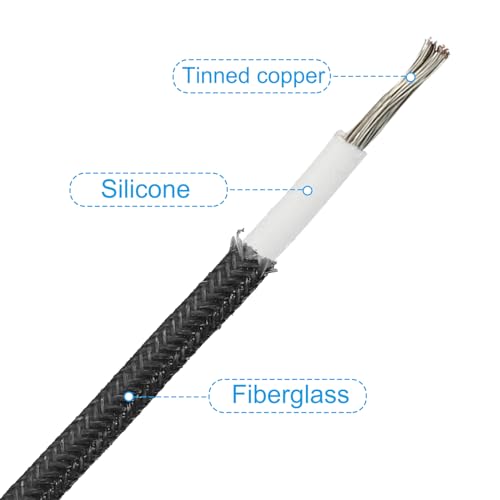 PATIKIL 9.8Ft 18AWG Electronic Wire, -30 to 200 Degrees Celsius Insulated High Temperature Resistant Electrical Flexible Silicone Cable for Lamp Boiler Heater, Black - color: Black, size: 18AWG