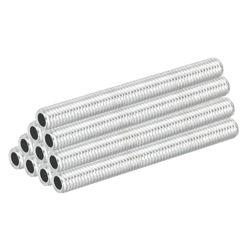 PATIKIL M8 Thread Carbon Steel Lamp Pipe, 10 Set 70 mm/2.76" Hollow Tube Thread Adapter Fasteners Hardware for Lamp Lights Chandelier Ceiling Light DIY, White Zinc Plating - size: M8x70mm