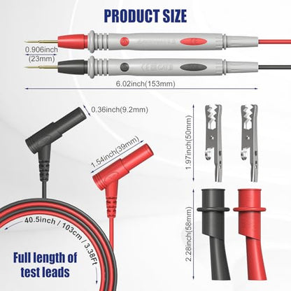 Multimeter Test Leads 100V 20A, Ultra-Sharp Gold-Plated Test Probes