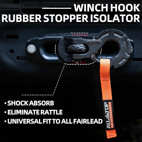 ALL-TOP Synthetic Winch Rope w/Hook & Isolator, 3/16in x 50ft, 8350Lbs UHMWPE Cable Replace Kit, Forged Hook & Rubber Stopper & Safety Pull Strap - color: Gray, Rope W/ Hook for Atv & Utv, size: 3/16in x 50ft, 8350Lbs BSR, for 3500Lbs winch