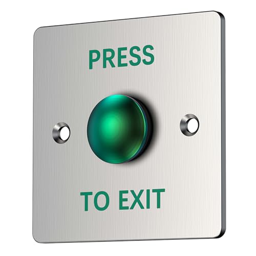 Push to Exit Button for Door Access Control Big Press Button Waterproof Stainless Steel Shell with Back Mounted Box NO/COM Output - color: 3.4''x3.4'' with Box