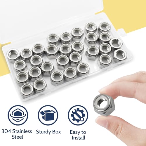 7/16-14 Lock Nut, 30Pcs Stainless Steel Nylock Insert Locking Nuts - size: 7/16"-14, 30 Pack