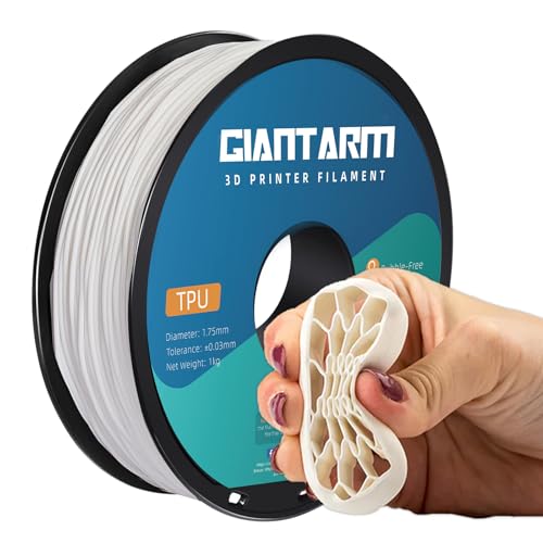 GIANTARM 95A TPU 3D Printer Filament 1.75mm, 1kg Spool, White, +/- 0.03mm - color: Tpu-white