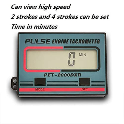 Gexmil Handheld Digital Induction Chainsaw Tachometer, 2 Stroke 4 Stroke Small Engine Tachometer, LCD Display Tach Gauge for Chainsaw Lawnmowers Gasoline Engine Timed in Minutes