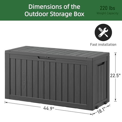 Outdoor Storage Waterproof Deck Box for Patio (80 Gallon, Black) - color: Black, size: 80 Gallon