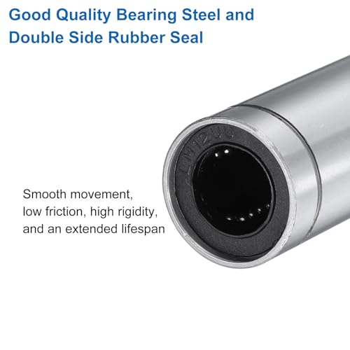 uxcell 2Pcs LM12LUU Linear Bearing 12mm Bore 21mm OD 57mm Length Linear Ball Bearings Double Side Rubber Sealed Bearing Steel for CNC Machine 3D Printer Food Packaging Machine - size: 12mm Bore 21mm OD 57mm Length