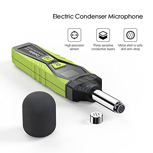 Decibel Meter, Tadeto Digital Sound Level Meter Portable SPL Meter 30dB to 130dB MAX Data Hold with LCD Display Backlight A/C Weighted for Home Factories - color: Green