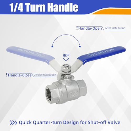 YADIAN 2Pack 304 Stainless Steel Ball Valve 3/8'' NPT Thread Shut Off Valve - size: 3/8'' NPT