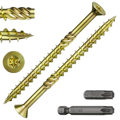 Wensilon 5/16 * 5" Yellow Deck Screws 31pcs 2lbs 8x125mm Lag Screws - color: Yellow, size: 5/16*5"