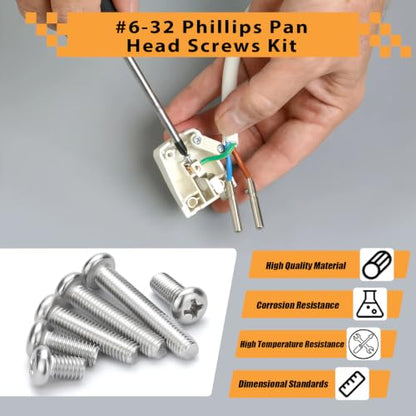 100PCS #6-32 x 1/2" Machine Screws, Phillips Pan Head, 304 Stainless Steel - size: 6#-32 x 1/2"