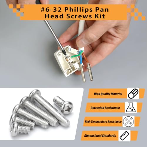 100PCS #6-32 x 5/16" Machine Screws, Phillips Pan Head, 304 Stainless Steel - size: 6#-32 x 5/16"
