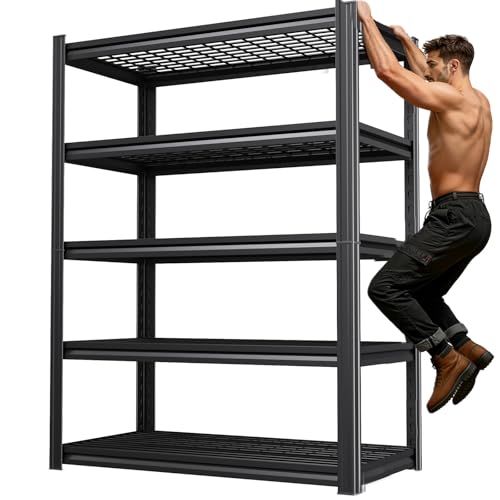 71''H Storage Shelves, Garage Shelving,Adjustable Heavy Duty Shelving Unit,5T Tall Garage Shelves，Metal Standing Shelf Units,Utility Rack For Kitchen Warehouse Industrial Basement 71*35*16