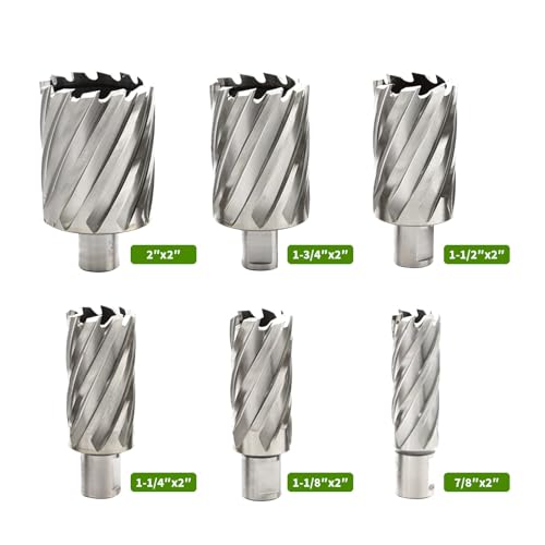 6Pcs Annular Cutter Set 7/8"- 2" with 3/4 Inch Welded Shank - size: 2" cutting depth, style: 6Pcs
