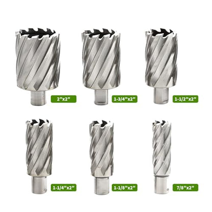 6Pcs Annular Cutter Set 7/8"- 2" with 3/4 Inch Welded Shank - size: 2" cutting depth, style: 6Pcs