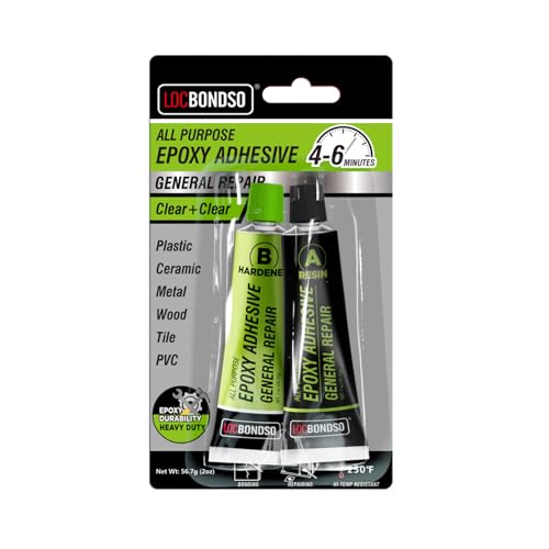 LOCBONDSO Epoxy Glue – 5-Min Fast Curing Clear Epoxy Adhesive, Heavy Duty 1:1 High Strength Bonding Resin for Metal, Plastic, Wood, Glass & Ceramic(28g+28g)
