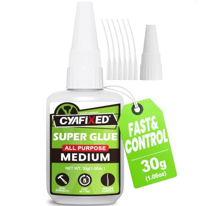 Fast & Control Medium Super Glue 30g, All-Purpose Cyanoacrylate CA Glue - size: 1 oz