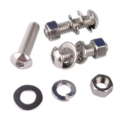 8 Sets 3/8-16 x 2 Button Head Socket Cap Bolts Screws, Hex Nuts, Flat & Lock Washers, 304 Stainless Steel 18-8 Fully Machine Thread, Silver - color: Silver, size: 3/8-16 x 2" (8 Sets)
